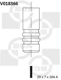 Фото 1/2 V018366, КЛАПАН ВЫПУСКНОЙ 29x7x104.4 EX FRD 1.0-1.3 (A9A/B/A9JA/ B/BAA/GUC/D/E/ F/J4C/D/J/K/ L/M/P/J6B/TKB) 83-