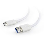 Кабель USB Cablexpert CCP-USB3-AMCM-1M-W, USB3.0 AM/USB Type-C, 1м, белый, пакет