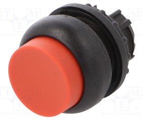 M22S-DRH-R, Головка кнопки выступающая с фиксацией, цвет красный, черное лицевое кольцо