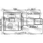 0411-PD4WLH, Шрус внутренний левый 25x34.5x28