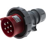 218.3237-7, Optima Seven IP66, IP67 Red Cable Mount 6P + E Industrial Power Plug, Rated At 32A, 415 V