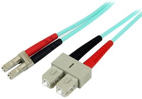 Фото 1/4 A50FBLCSC2, LC to SC Duplex Multi Mode OM3 Fibre Optic Cable, 50/125μm, Aqua, 2m