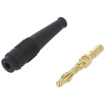 64.1020-21, In-Line Test Plug ø4mm Black 32A 30V Gold-Plated