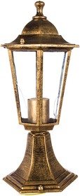 Садово-парковый светильник, шестигранный на постамент 60W E27 230V, черное золото 6104/PL6104 11131