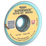 424-NF-10FT, Desolder Braid/Wick Unfluxed, Lead Free ESD Safe Yellow 0.060" ...
