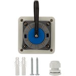 111-125, Waterproof wall socket with cover 1 socket, 2P+PE, 16A, IP68, grey