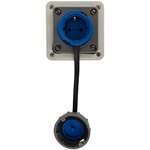 111-125, Waterproof wall socket with cover 1 socket, 2P+PE, 16A, IP68, grey