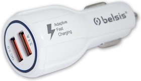 BS1310, Автомобильное зарядное устройство, быстрая зарядка- Quick Charge QC 3.0, 2 USB, 5,1 A, белый
