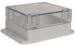 PN-1336-ACMB, Enclosures, Boxes, & Cases IP68 NEMA 6P Box with Clear Cover and Mounting Brackets (4.7 X 4.7 X 2.4 In)