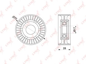 Фото 1/4 PB-5228, PB-5228 Ролик натяжного механизма / приводной LYNXauto