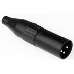 AC3MMB, XLR Connectors 3 Pole XLR Male Cable Connector Machined Contacts Black Finish