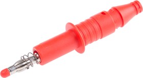 66.9584-21/22, Black, Red Male Banana Plug, 4 mm Connector, Screw Termination, 32A, 600V, Nickel Plating