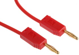 Фото 1/2 28.0039-050-22, 2 mm Connector Test Lead, 10A, 30 V ac, 60V dc, Red, 500mm Lead Length