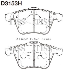 d3153h, Колодки тормозные дисковые + пластины Mazda b3yf3323z