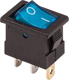Фото 1/6 36-2171, Выключатель клавишный 12V 15А (3с) ON-OFF синий с подсветкой Mini (RWB-206-1, SC-768)