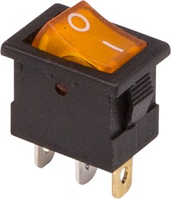 Фото 1/5 36-2172, Выключатель клавишный 12V 15А (3с) ON-OFF желтый с подсветкой Mini (RWB-206-1, SC-768)