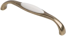 Ручка-скоба с фарфором 128мм, Д139 Ш22 В32, оксидированная бронза SF10-10-128 OAB