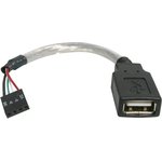 USBMBADAPT, USB 2.0 Cable, Female 4 Pin IDC to Female USB A Cable, 15cm