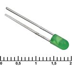 3 mm green 30 mCd 20, Светодиод , 3 мм, 30 мКД, угол излучения 20 градусов, зелёный