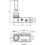 TG2511B-06 1/8" пневмораспределитель, рычаг с фиксацией, 5 линейный 2 позиционный