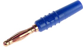 Фото 1/3 22.2618-23, In-Line Banana Plug, Blue, Gold-Plated, 60V, 10A
