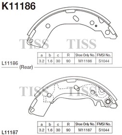 K11186, Колодки тормозные барабанные