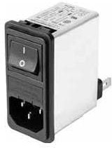 FN281-1-06, Filtered IEC Power Entry Module, IEC C14, General Purpose, 1 А, 250 В AC, 2-Pole Switch