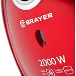 Мешковый пылесос BRAYER, 2000 Вт, 2,5 л, всасыв 350 Вт,НЕРА, телес 92 см, меб, щель