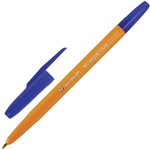 Ручка шариковая BRAUBERG "Carina Orange", СИНЯЯ, корпус оранжевый, узел 1 мм ...