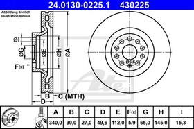 24.0130-0225.1, Диск тормозной передн, AUDI: A3 S3 quattro 12-, A3 Limousine S3 quattro 13-, A3 Sportback S3 quattro