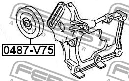 Фото 1/7 0487-V75, Ролик натяжной ремня кондиционера комплект