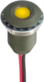 Q10F5AKXXY02E, Светодиодный индикатор в панель, Желтый, 2.1 В, 10 мм, 20 мА, 6 мкд, IP67