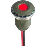 Q10F5AKXXR02E, Светодиодный индикатор в панель, Красный, 2 В, 10 мм, 20 мА, 8 мкд, IP67