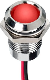 Q14P5CXXHR24E, Светодиодный индикатор в панель, Красный, 24 В DC, 14 мм, 20 мА, 2.8 кд, IP67