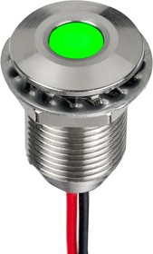 Q10F5SXXHG24E, Светодиодный индикатор в панель, Зеленый, 24 В DC, 10 мм, 20 мА, 300 мкд, IP67