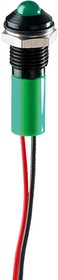 Q8P3BXXG12E, Светодиодный индикатор в панель, Зеленый, 12 В DC, 8 мм, 20 мА, 60 мкд, IP67