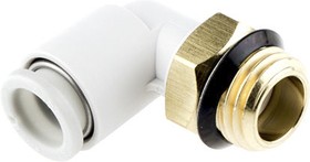 Фото 1/2 KQ2L08-G02A, KQ2 Series Elbow Threaded Adaptor, G 1/4 Male to Push In 8 mm, Threaded-to-Tube Connection Style