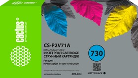 Фото 1/3 Картридж струйный Cactus CS-P2V71A №730 черный матовый (300мл) для HP Designjet T1600/1700/2600