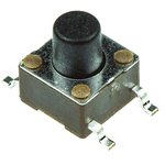 4-1437565-9, Black Button Tactile Switch, SPST 50 mA @ 12 V ac 3.4mm Through Hole