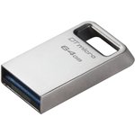 DTMC3G2/64GB, Флеш-память Kingston DataTraveler Micro G2, 64 Гб, USB 3.2, до 200 МБ/с