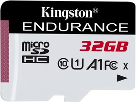 Фото 1/9 SDCE/32GB, Карта памяти microSDHC Kingston High Endurance, 32 Гб, UHS-I Class 10 U1 A1