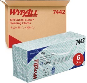 Фото 1/7 7442, WypAll Green Cloths for General Cleaning, Dry Use, Bag of 50, 416 x 245mm, Repeat Use