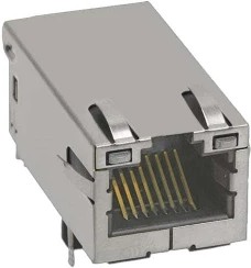 2250482-1, Modular Connectors / Ethernet Connectors MagJack RJ45,1X1,10G,NON_POE,TAB UP,GY/GY,WAVE SOLDER