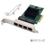 ORIENT XWT-BM19L4PE4, Сетевая карта PCI-Ex4 v2.0 4xRJ45 Gigabit Ethernet, Broadcom BCM5719 chipset, 10/100/1000 Мбит/с, 2 планки крепления в