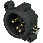 NC3MAAH, Гнездо, XLR, "папа", PIN: 3, угловой 90°, THT, черный, 6А