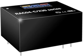 RAC04-05DC/230, Преобразователь AC/DC, 4Вт, Uвых 5ВDC, Iвых 400мА, 76%, 80-264ВAC
