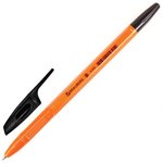 Ручка шариковая BRAUBERG "X-333 Orange", ЧЕРНАЯ, корпус оранжевый, узел 0,7 мм ...