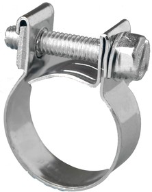 NB1214MS, Zinc-Plated Mild Steel Slotted Hex Mini Fuel Clip, Nut and Bolt Clip, 9.1mm Band Width, 12 → 14mm ID