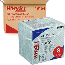 Фото 1/10 19154, Wypall X80 Plus Critical Clean Green Wipes for Cleaning, Dry Use, Pack of 30