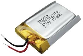ICP651321PA-01, ICP Rechargeable Battery Pack, Li-Po, 3.7V, 120mAh
